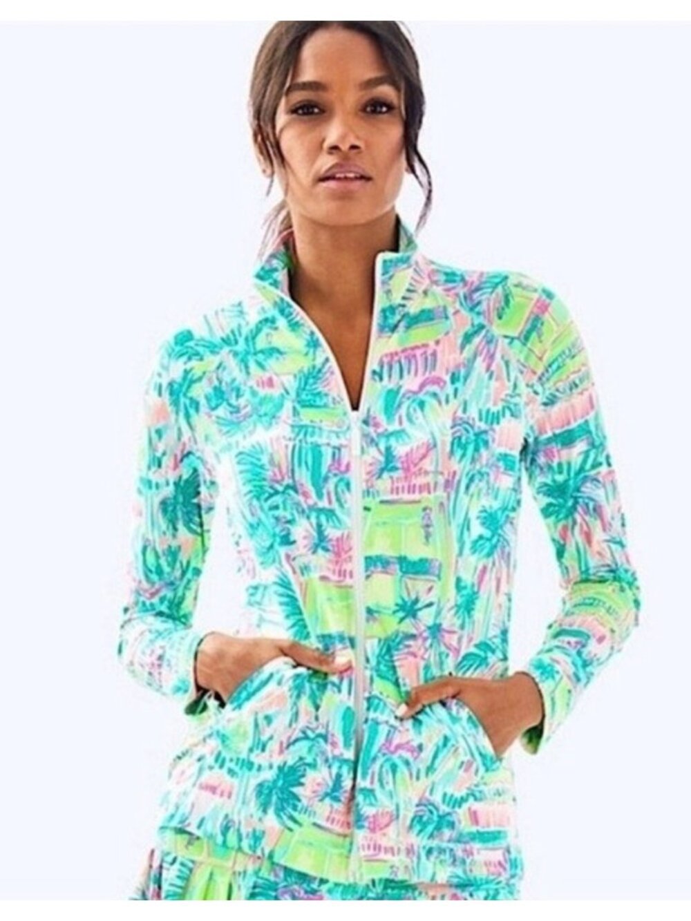 LILLY PULITZER Luxletic Meryl Hadlee Zip Up Jacket Size M Perfect Match Tennis - Picture 1 of 8